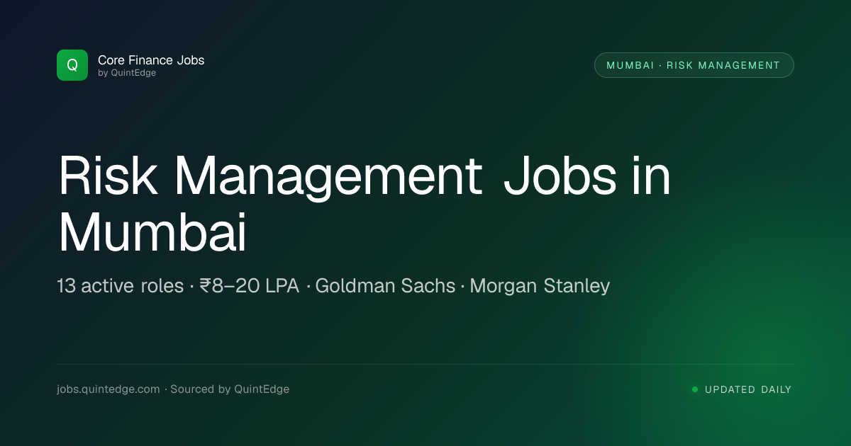 Risk Management Jobs in Mumbai | Core Finance Jobs India